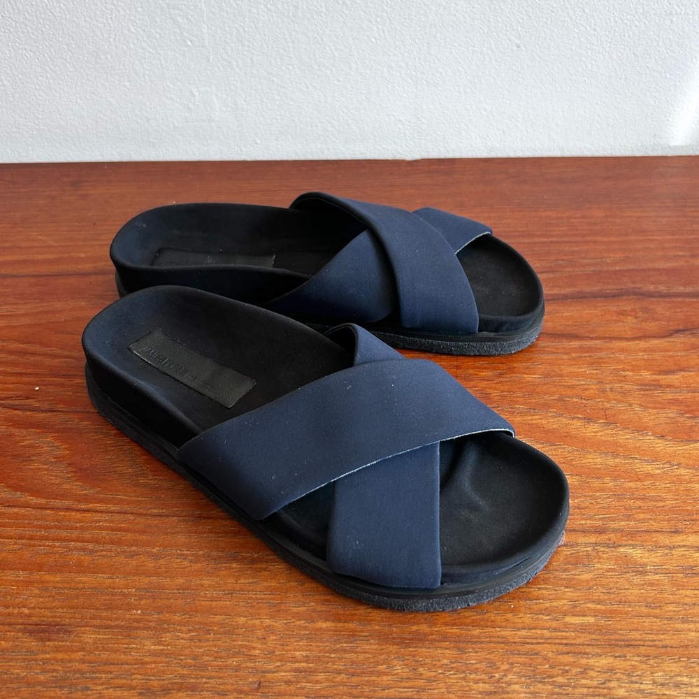 New James Perse Cross Top Scuba Slide Navy